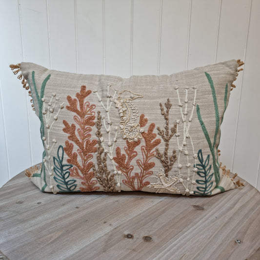 Embriodered Coral Reef Cushion