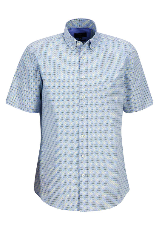 Fynch Hatton Short Sleeve Shirt - Light Sky