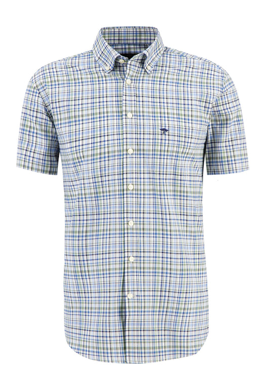 Fynch Hatton Short Sleeve Shirt - Combi Check Spring Green