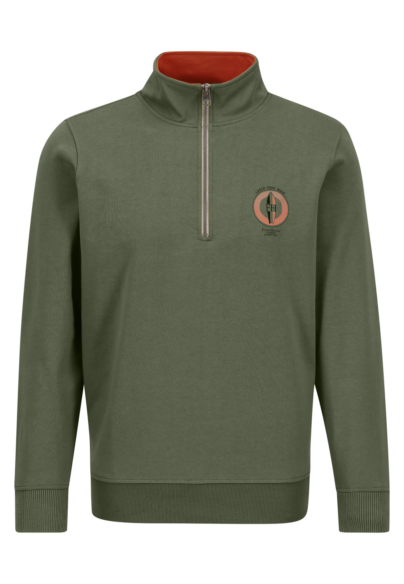 Fynch Hatton Quarter Zip Sweatshirt - Dusty Olive