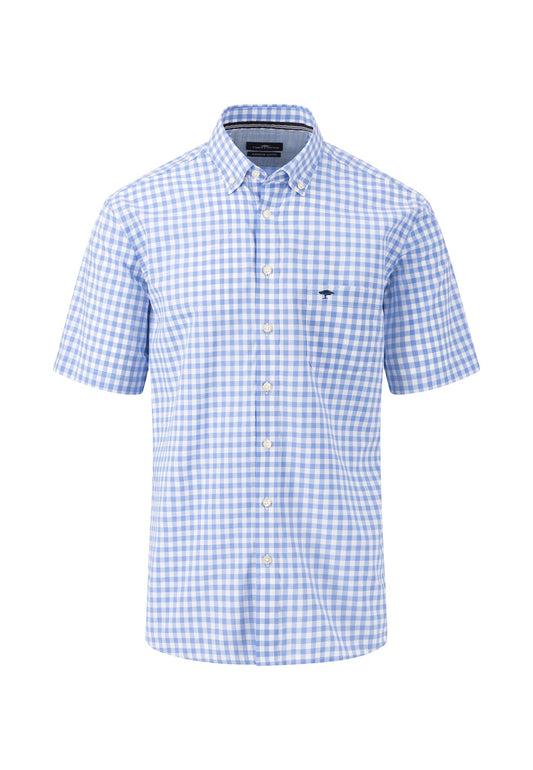 Fynch Hatton Short Sleeve Shirt - Crystal Blue Gingham