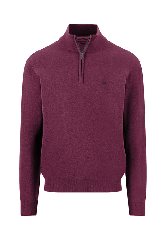 Fynch Hatton Quarter Zip Knitwear - Deep Merlot