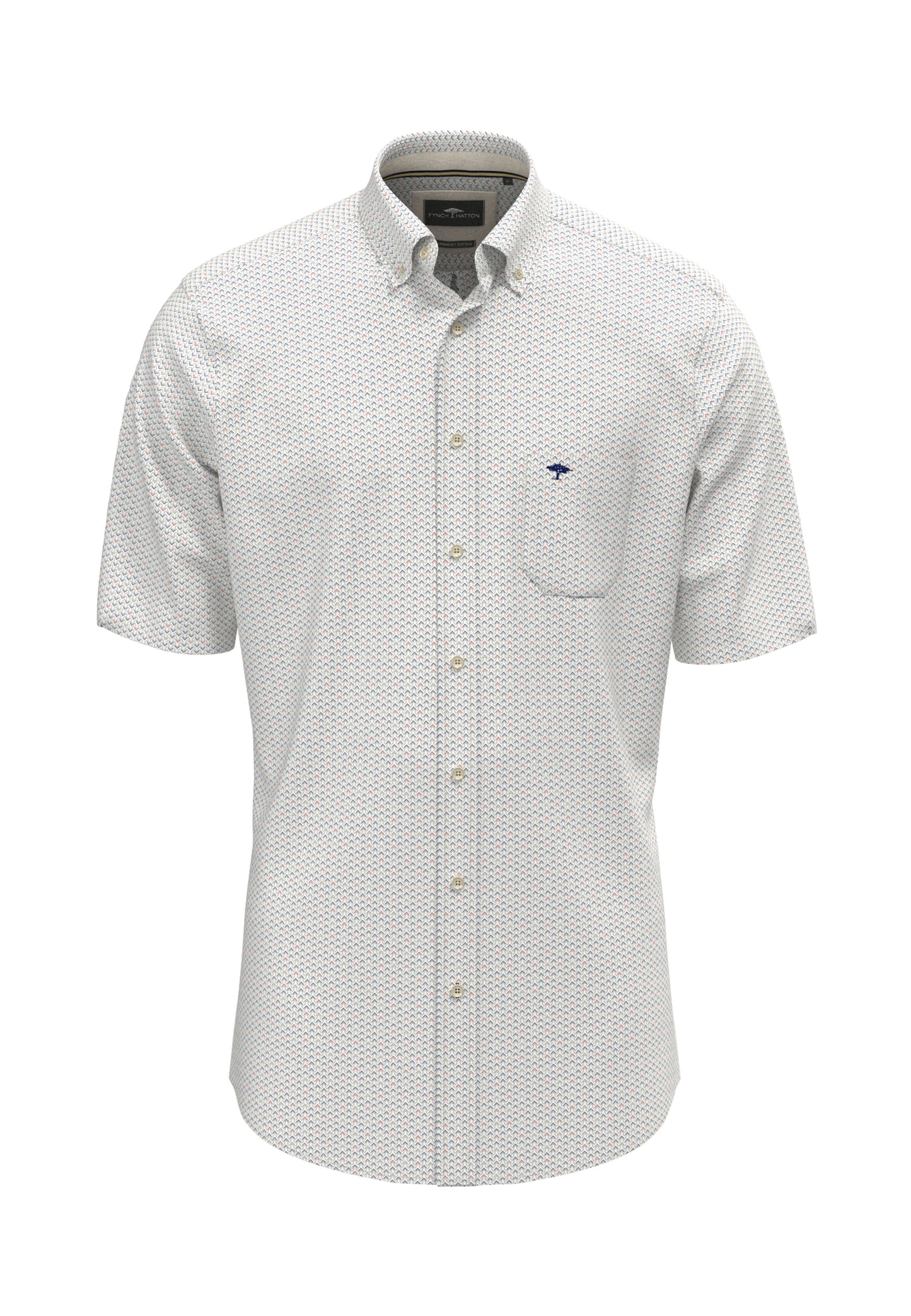 Fynch Hatton Short Sleeve Shirt - Graphic Print - Spicy Red
