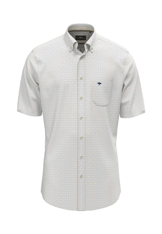 Fynch Hatton Short Sleeve Shirt - Graphic Print - Spicy Red