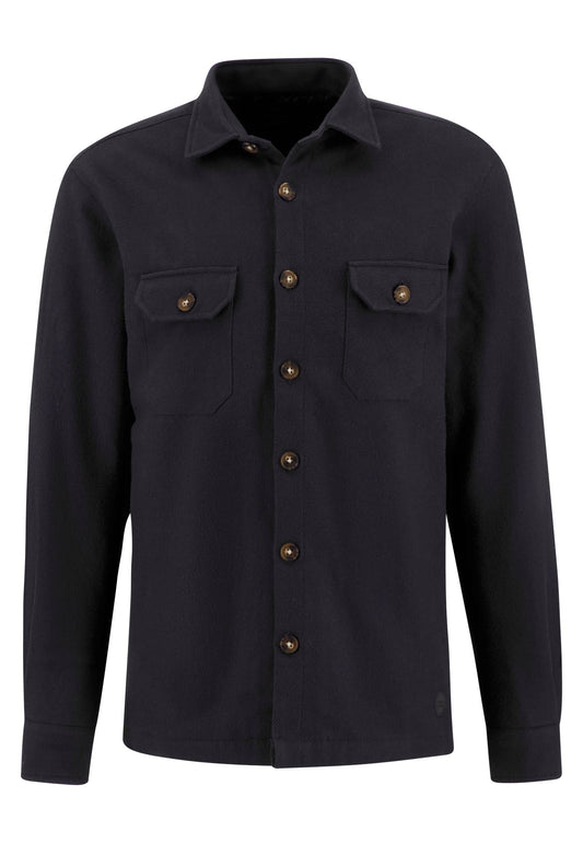 Fynch Hatton Heavy Flannel Overshirt - Navy