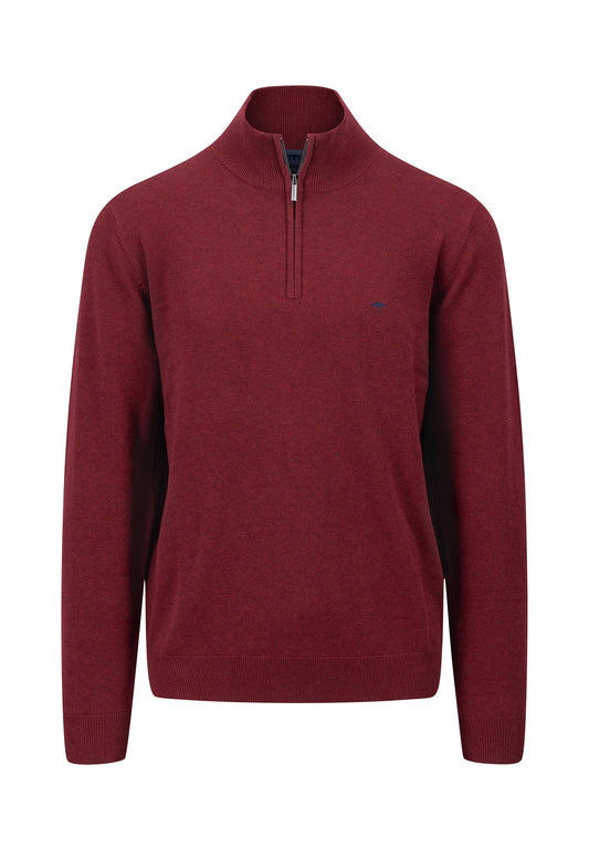 Fynch Hatton Quarter Zip Knitwear - Ruby Red