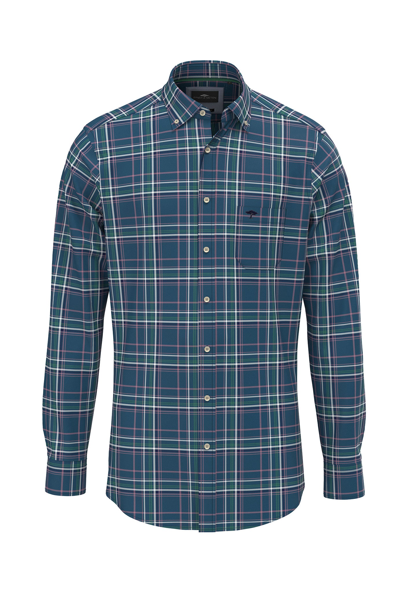 Fynch Hatton Shirt - Modern Check Mix - Dark Teal