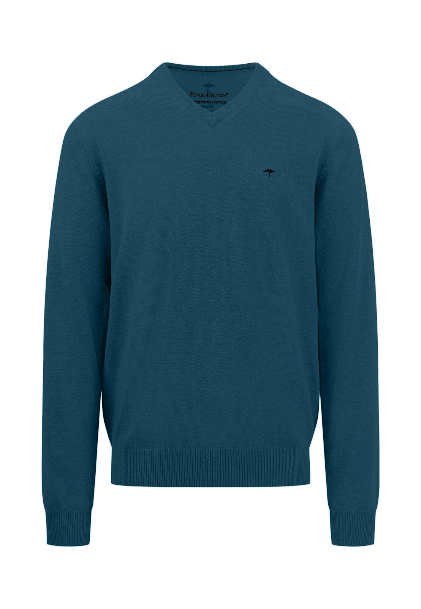 Fynch Hatton V-Neck Knitwear - Dark Teal