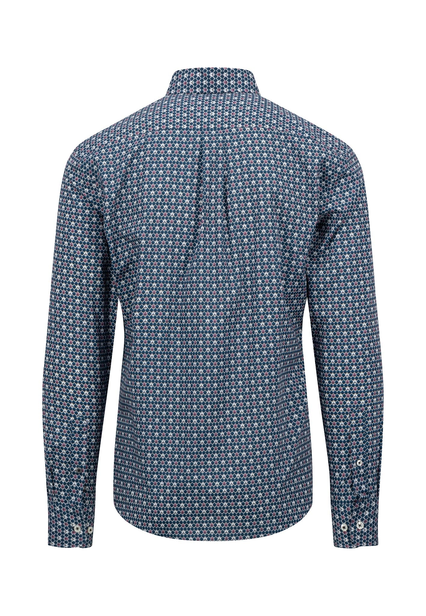 Fynch Hatton Shirt - Seasonal Blue Print - Dark Teal