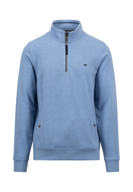 Fynch Hatton Quarter Zip Sweatshirt - Cloud Blue