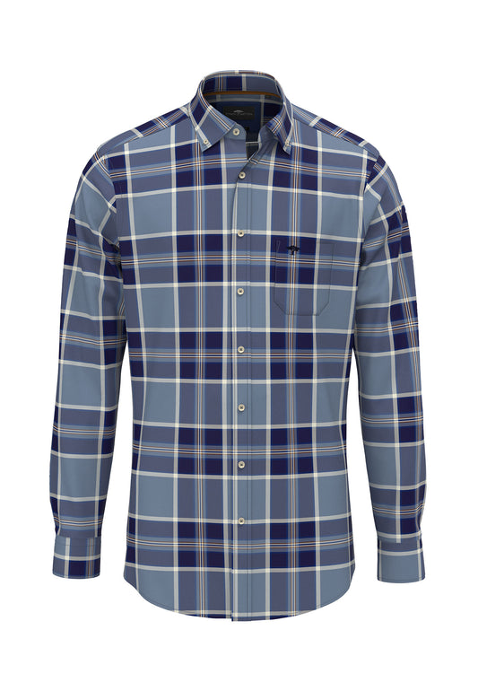 Fynch Hatton Flannel Shirt - Check - Navy