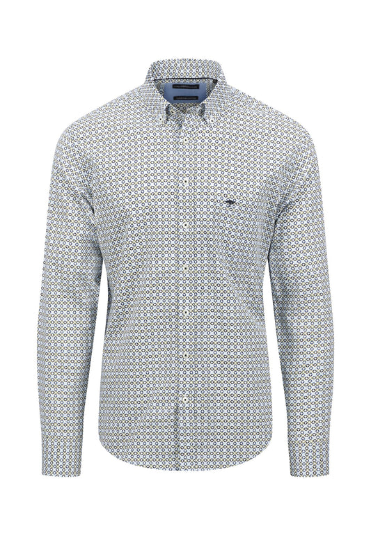 Fynch Hatton Shirt - Seasonal Classic Print - Light Khaki