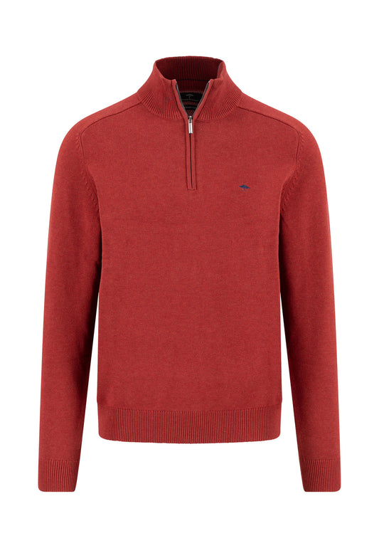 Fynch Hatton Quarter Zip Knitwear - Supersoft - Garnet Red