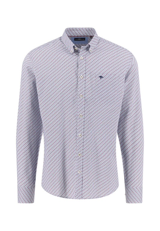 Fynch Hatton Shirt - Seasonal Combi Print - Deep Merlot