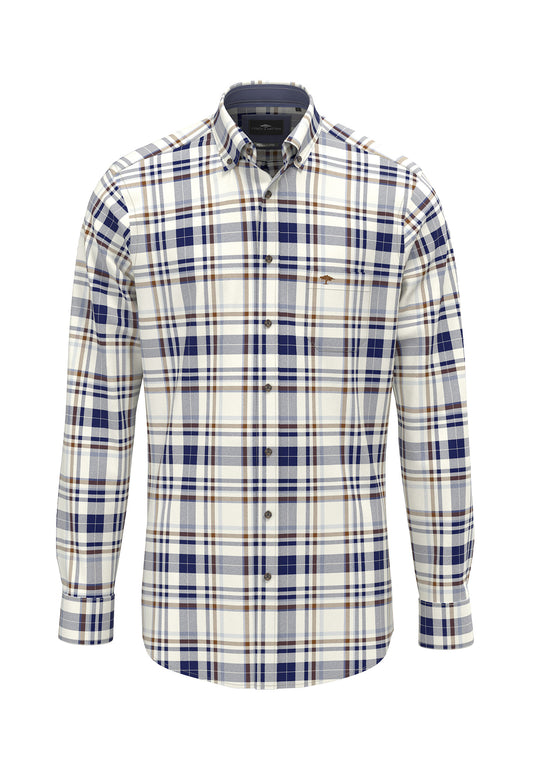 Fynch Hatton Shirt - Herringbone Check - Misty Blue