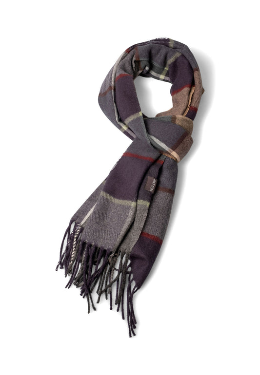 Fynch Hatton Scarf - Soft Check - Dark Ivy