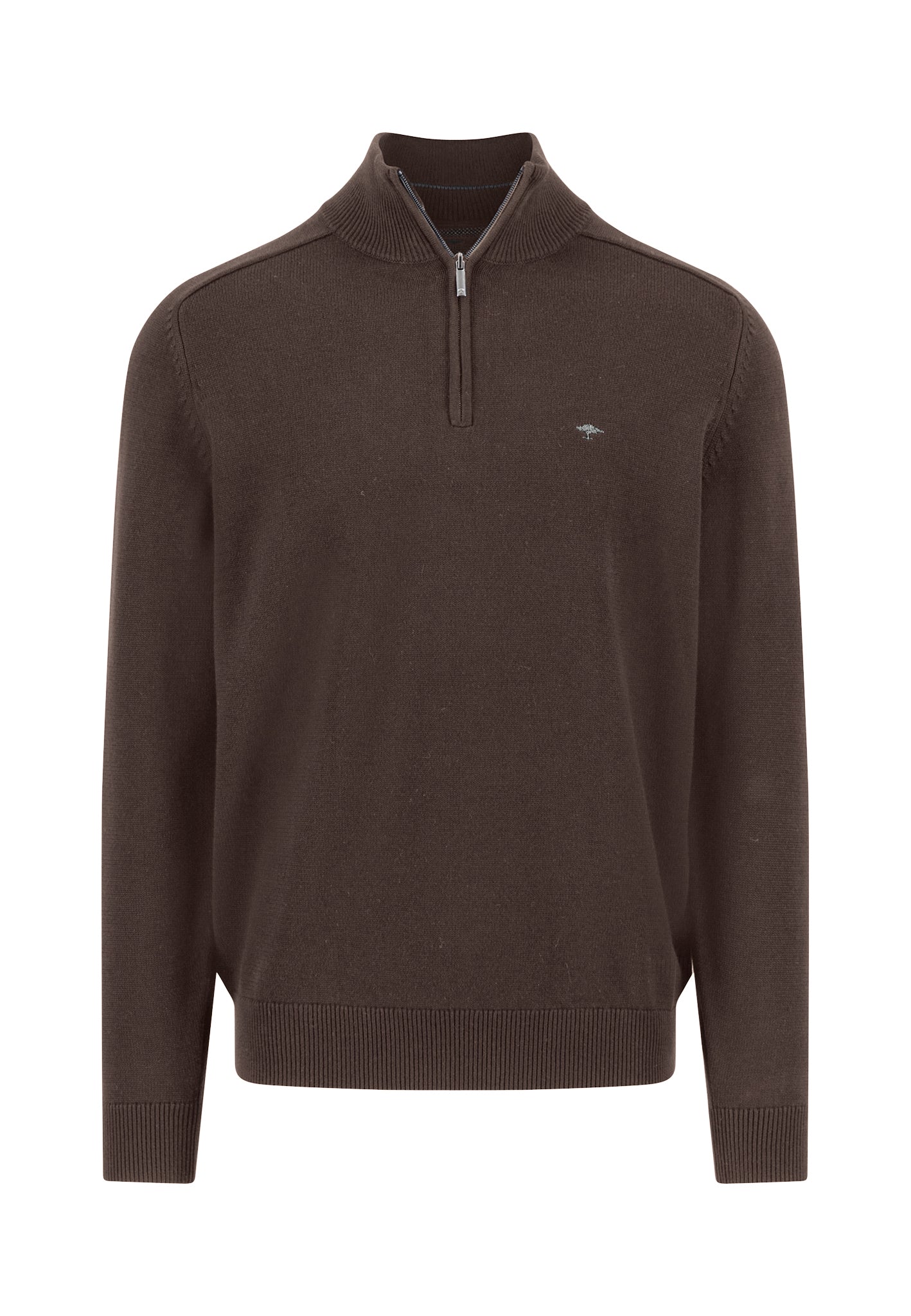Fynch Hatton Quarter Zip Knitwear - Supersoft - Earth