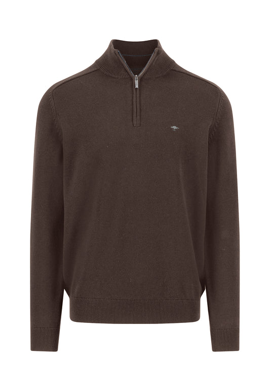 Fynch Hatton Quarter Zip Knitwear - Supersoft - Earth