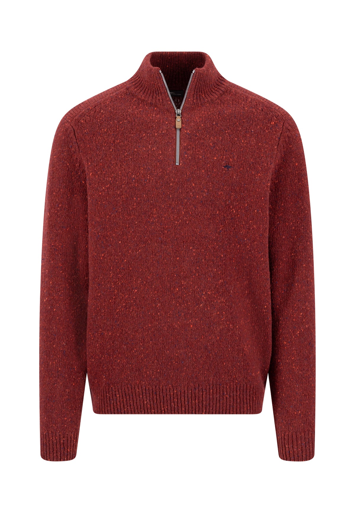 Fynch Hatton Quarter Zip Knitwear - Donegal - Brick