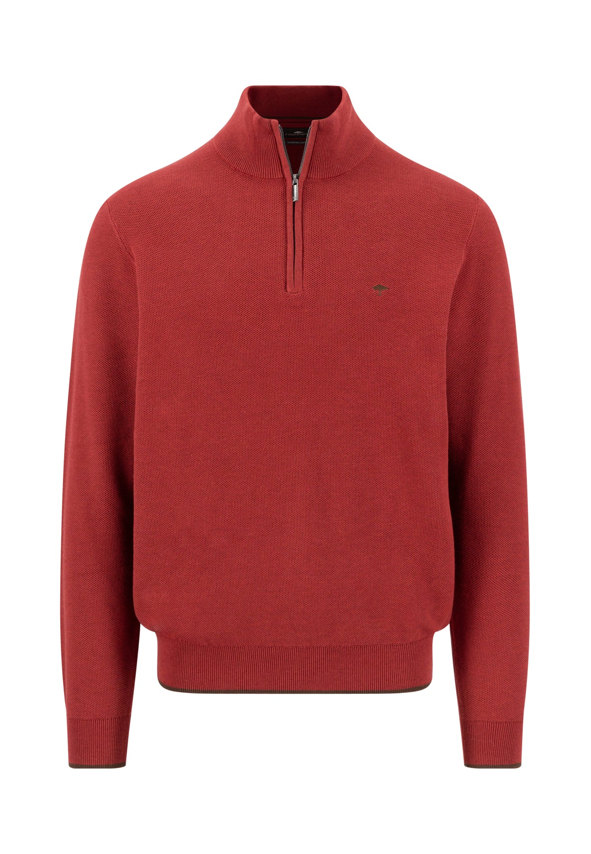 Fynch Hatton Quarter Zip Knitwear - Brick