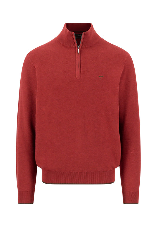 Fynch Hatton Quarter Zip Knitwear - Brick
