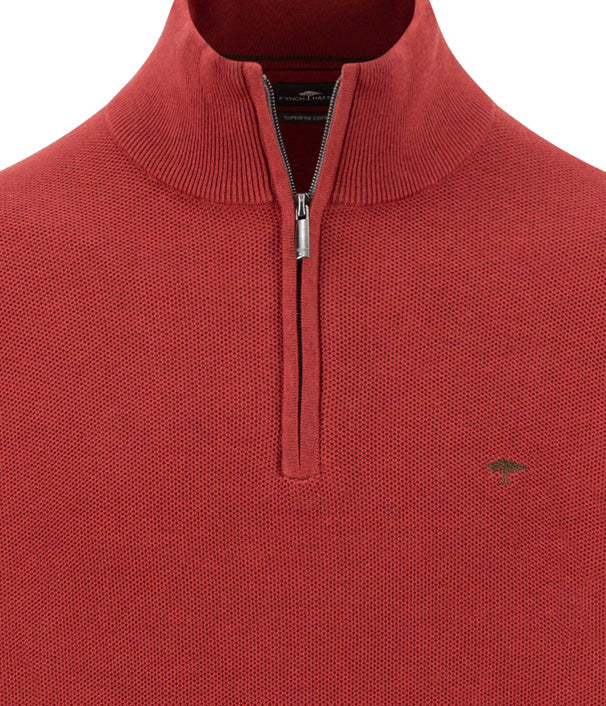 Fynch Hatton Quarter Zip Knitwear - Brick