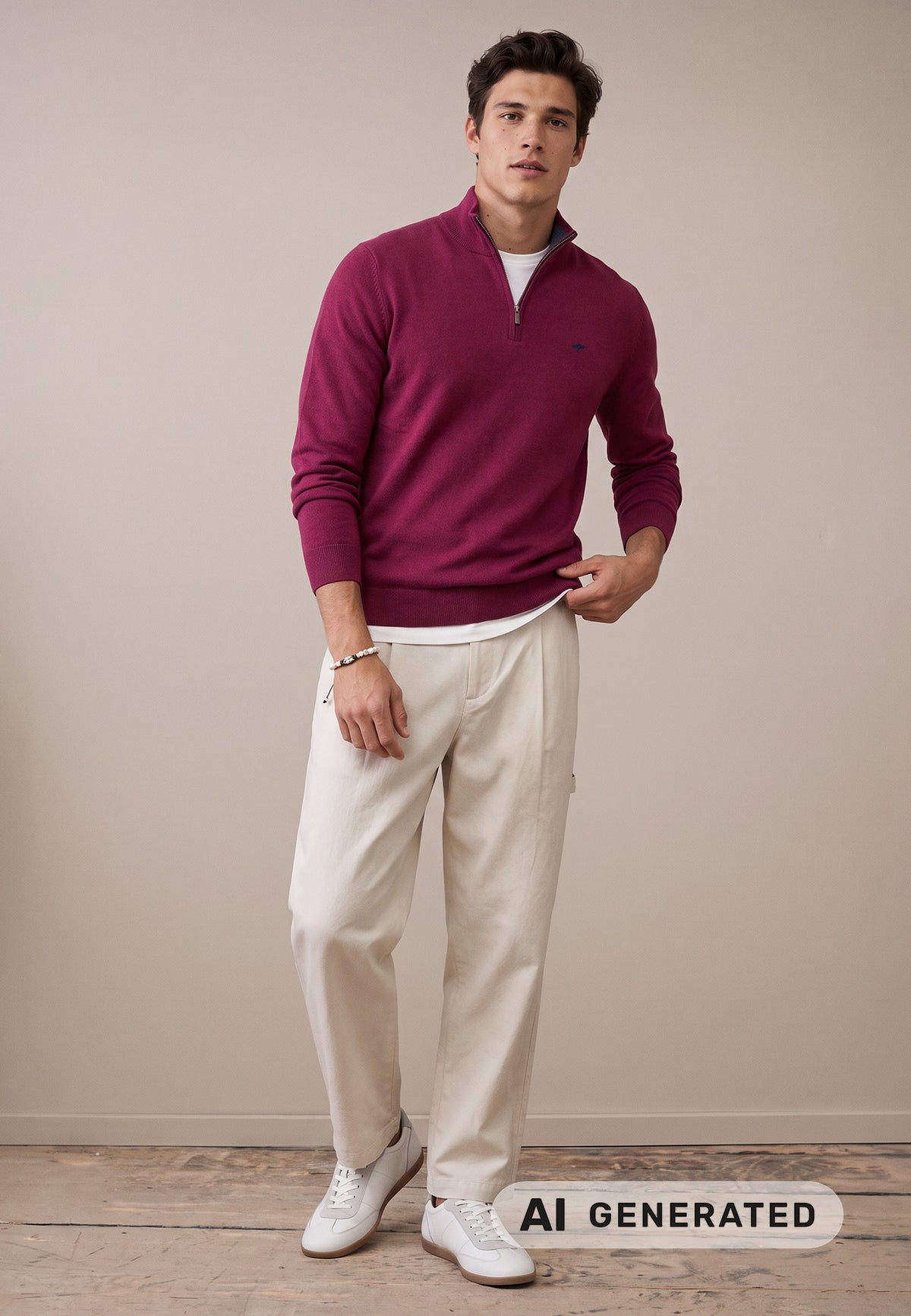 Fynch Hatton Quarter Zip Knitwear - Grape