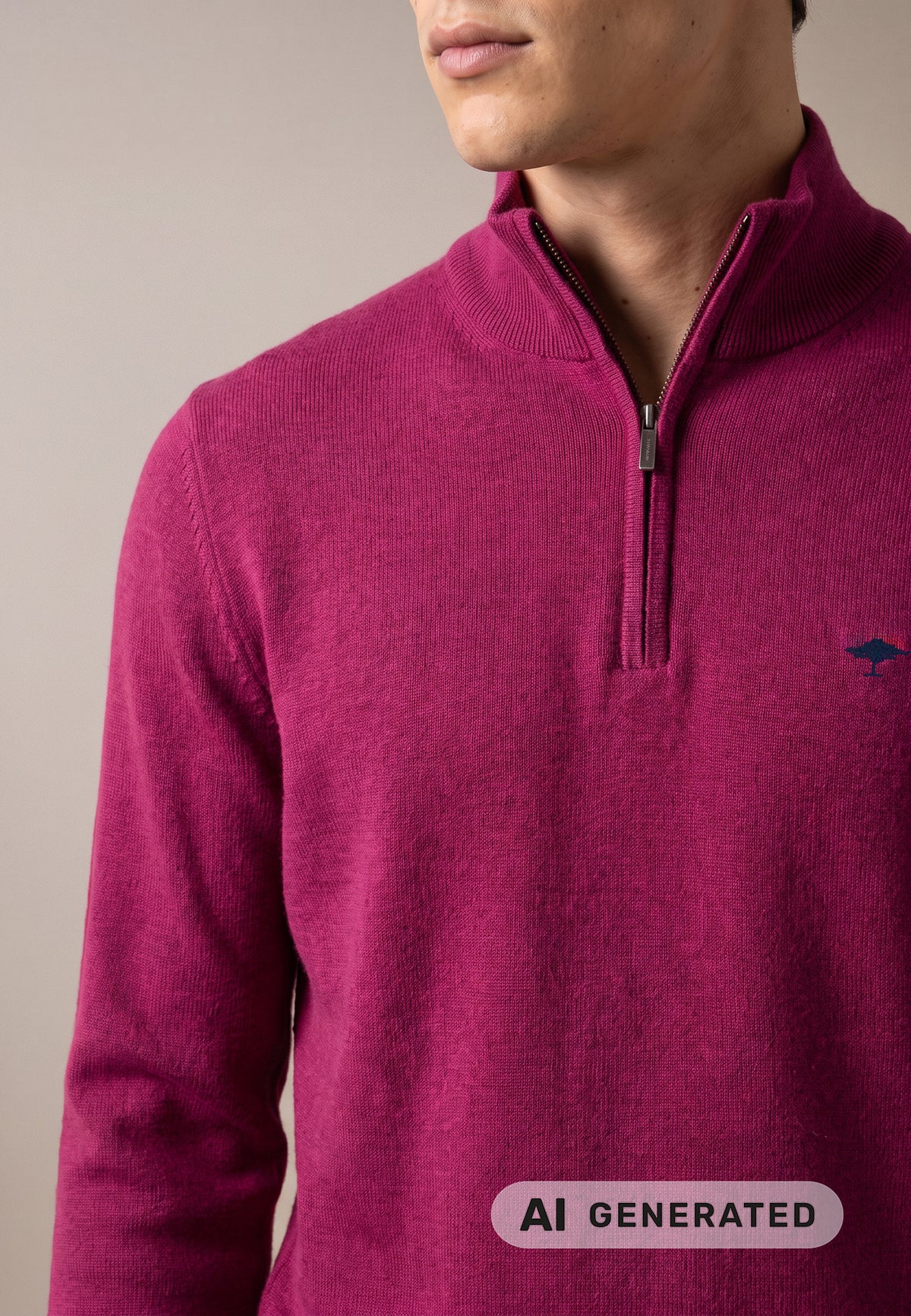 Fynch Hatton Quarter Zip Knitwear - Grape