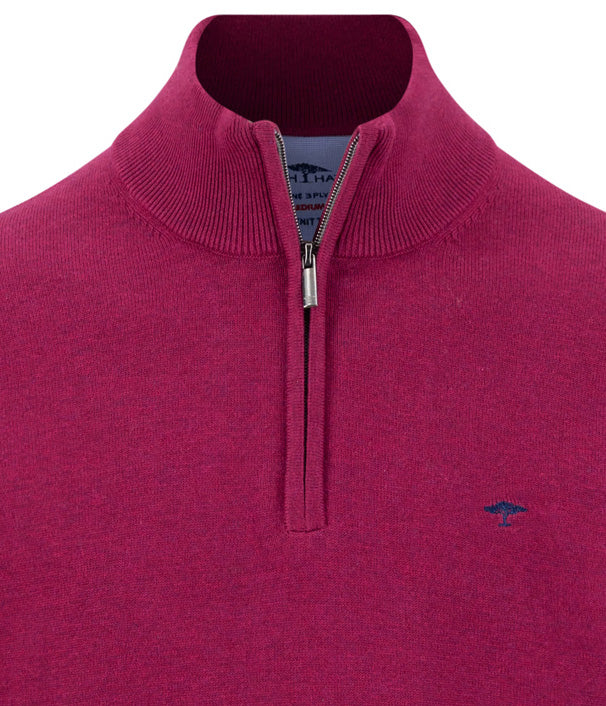 Fynch Hatton Quarter Zip Knitwear - Grape