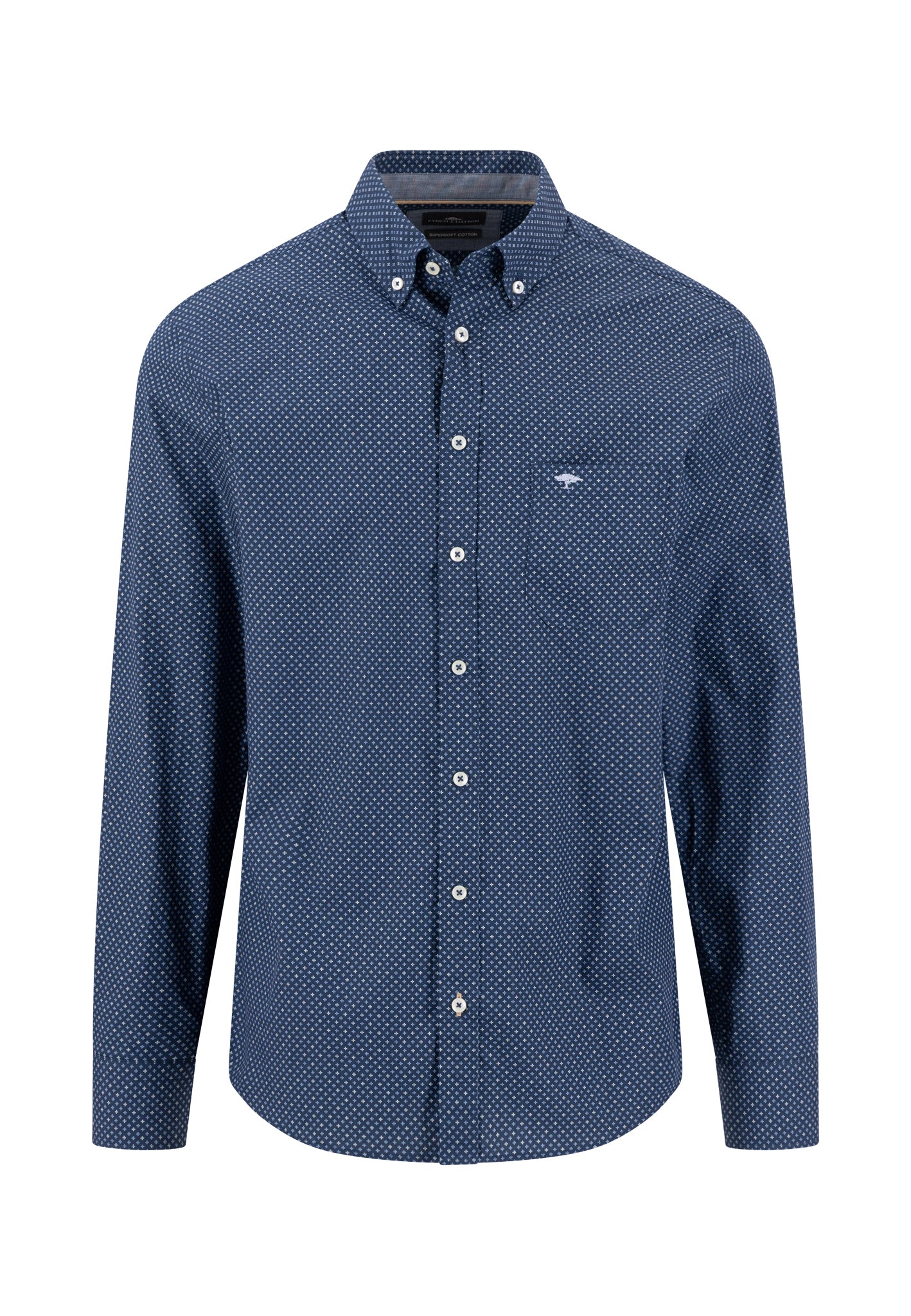 Fynch Hatton Shirt - Minimal Print - Ink Blue