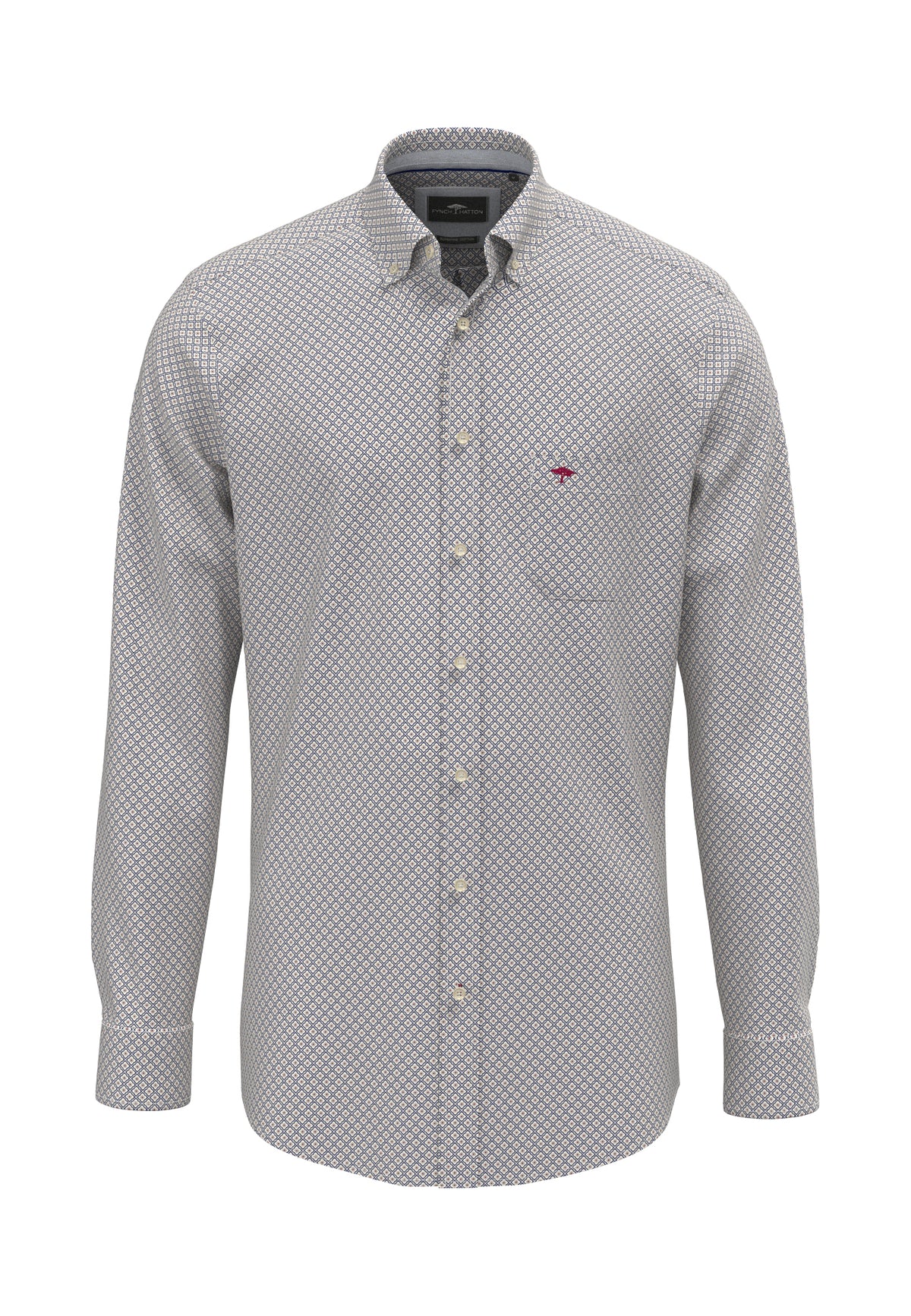 Fynch Hatton Shirt - Geometric Print - Ink Blue