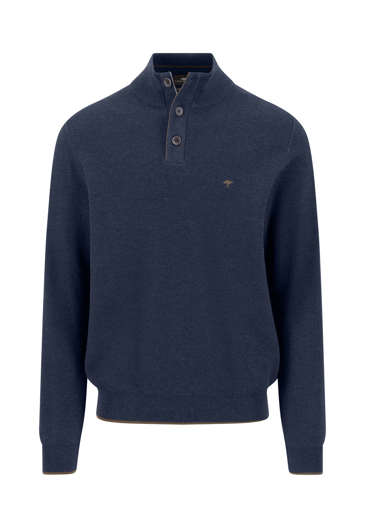 Fynch Hatton Button Neck Knitwear - Ink Blue