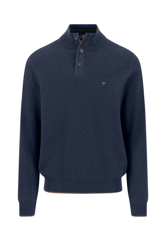 Fynch Hatton Button Neck Knitwear - Ink Blue