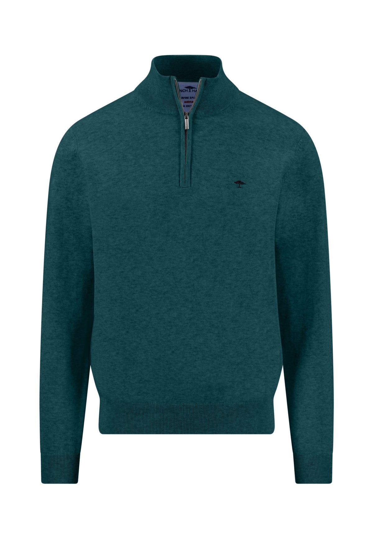 Fynch Hatton Quarter Zip Knitwear - Teal