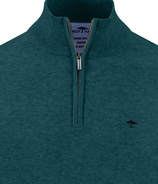 Fynch Hatton Quarter Zip Knitwear - Teal