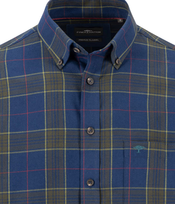 Fynch Hatton Shirt - Dark Check - Navy