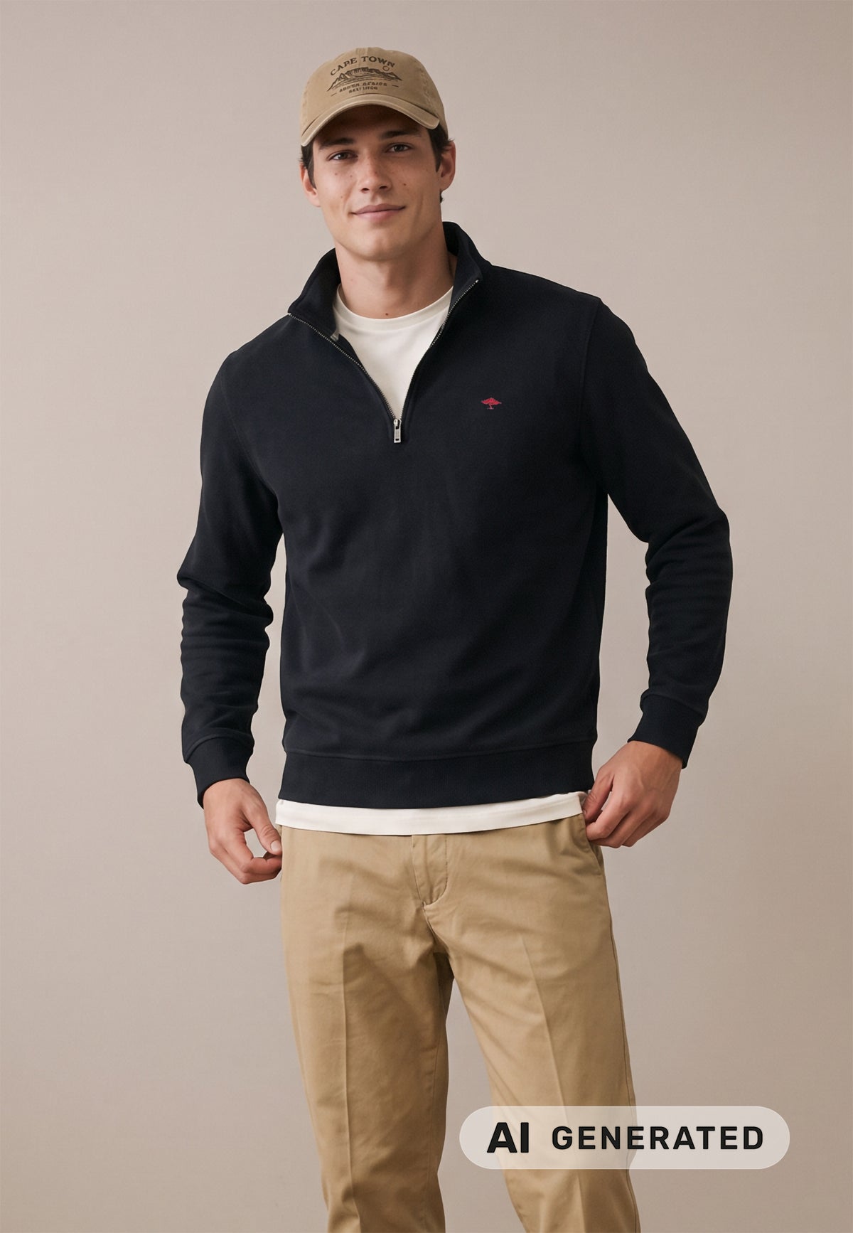 Fynch Hatton Quarter Zip Sweatshirt - Navy