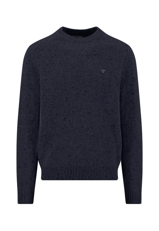 Fynch Hatton Round Neck Knitwear - Donegal - Navy
