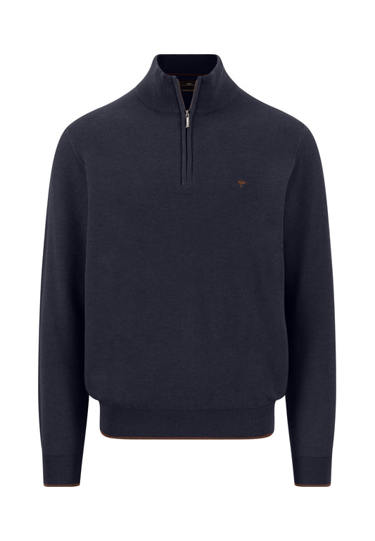 Fynch Hatton Quarter Zip Knitwear - Navy