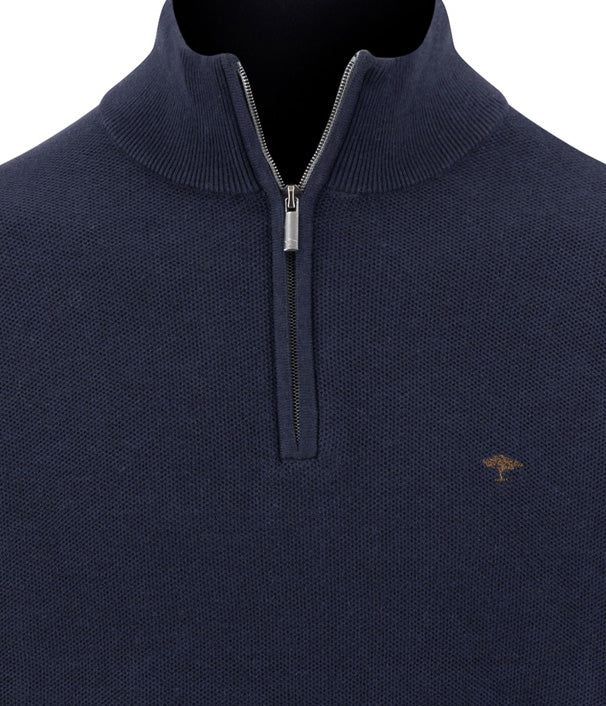 Fynch Hatton Quarter Zip Knitwear - Navy