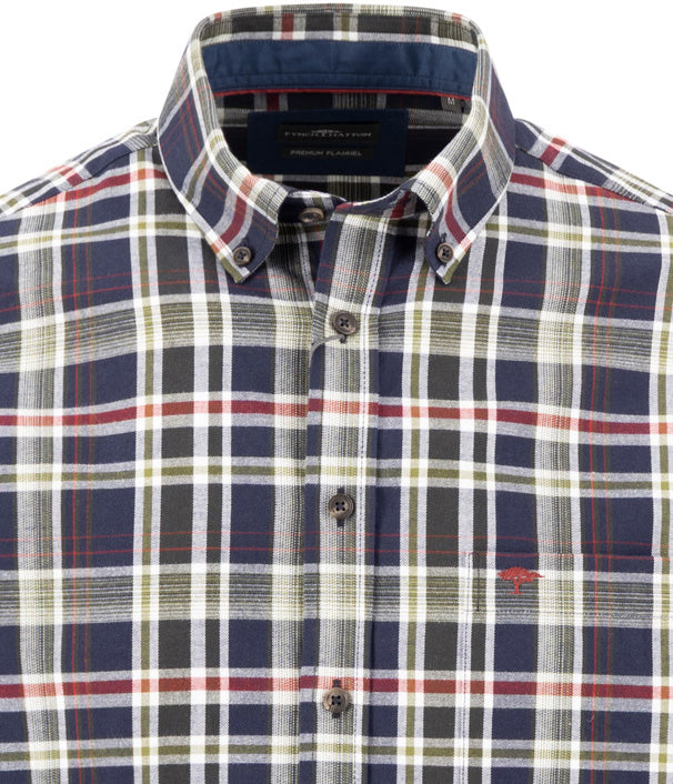Fynch Hatton Shirt - Colourful Flannel Check - Moss