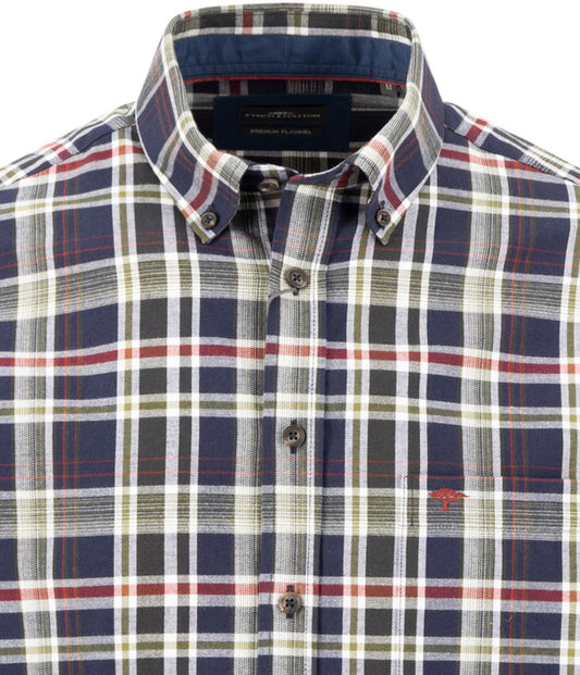 Fynch Hatton Shirt - Colourful Flannel Check - Moss