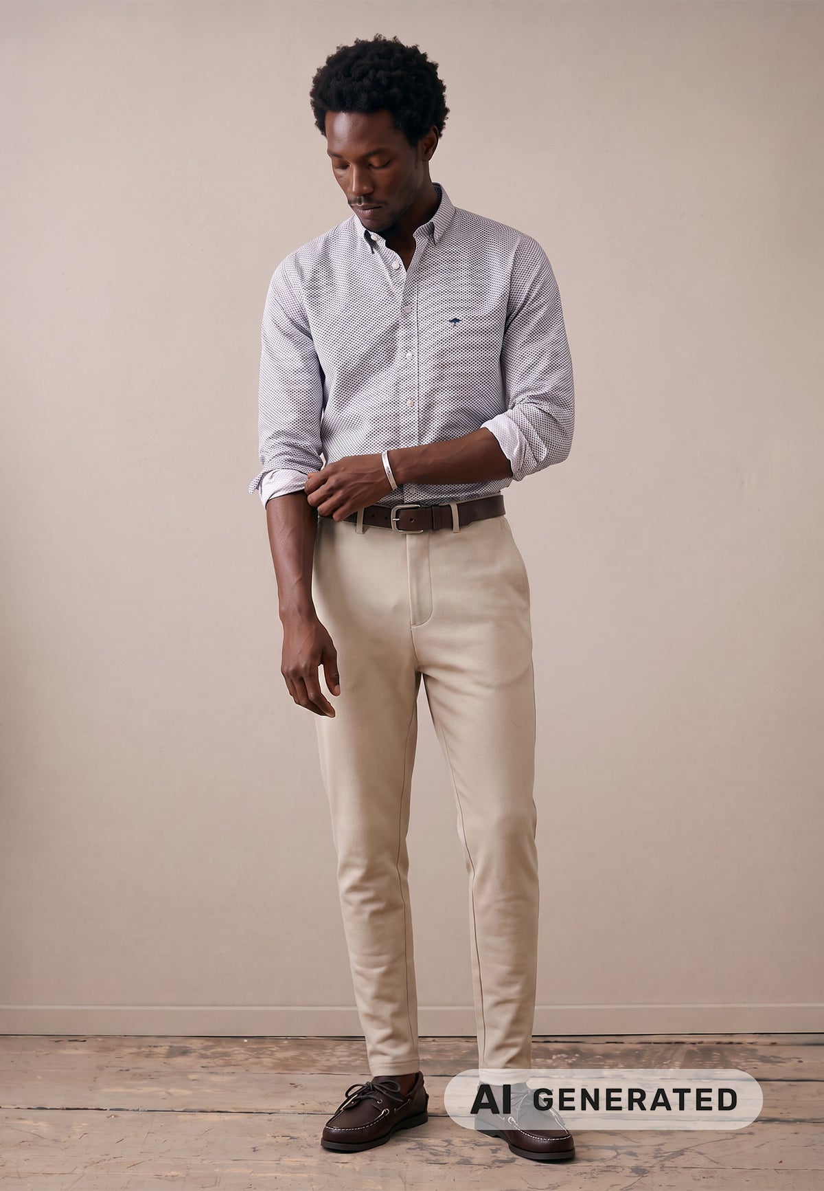 Fynch Hatton Shirt - Graphic Flower - Taupe