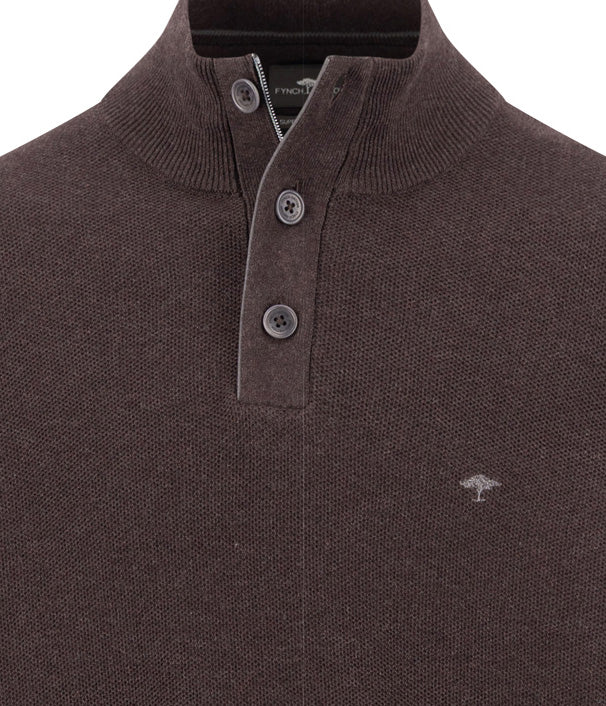 Fynch Hatton Button Neck Knitwear - Soil