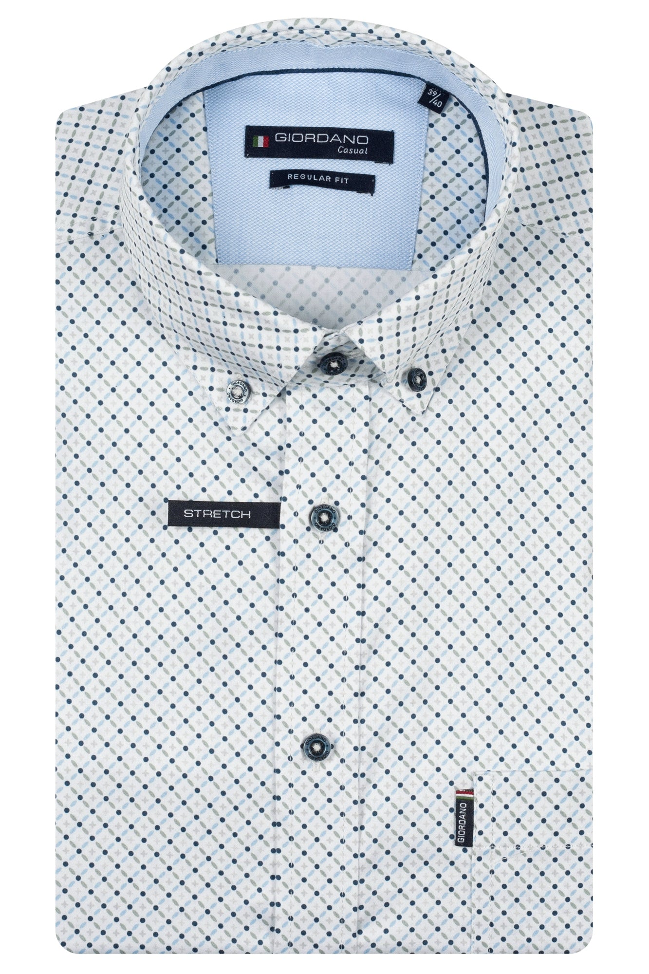 Giordano Short Sleeve Shirt - Green & Blue Print