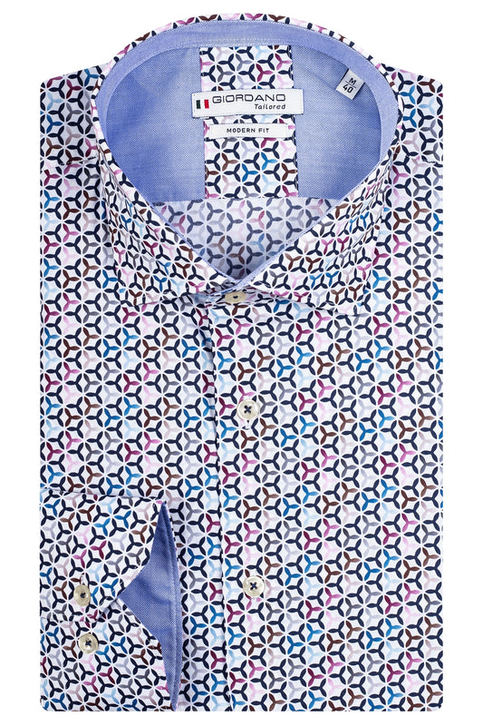 Giordano Modern Fit Shirt - Maggiore - Propeller Print - Pink/blue