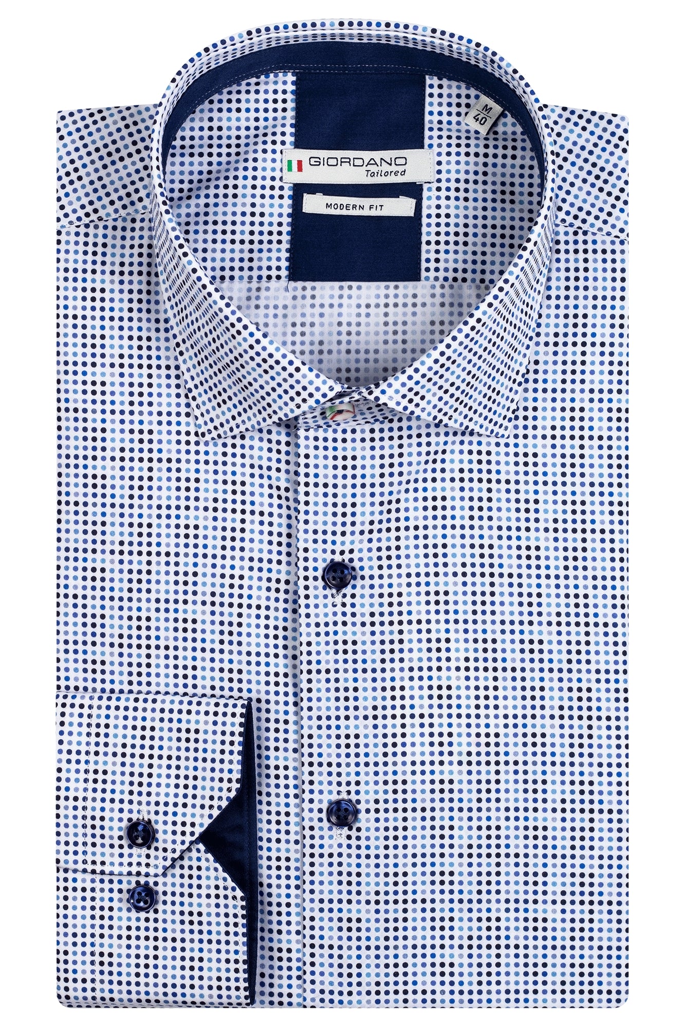 Giordano Modern Fit Shirt - Colourful Dots - Navy