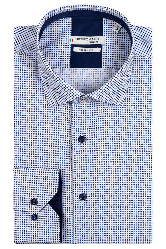 Giordano Modern Fit Shirt - Colourful Dots - Navy