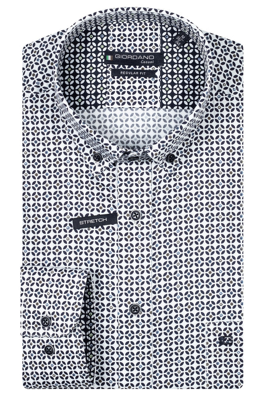 Giordano Shirt - Ivy - Circle Print - Optical White