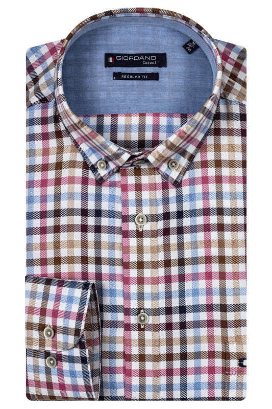 Giordano Shirt - Ivy - Colourful Twill Check - Cerise